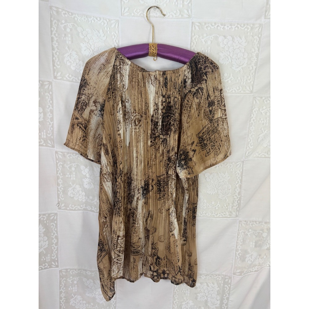 Brown Earth Tone Boho Western Whimsy Button Front Flowy Blouse Size 3X - Picture 12 of 16